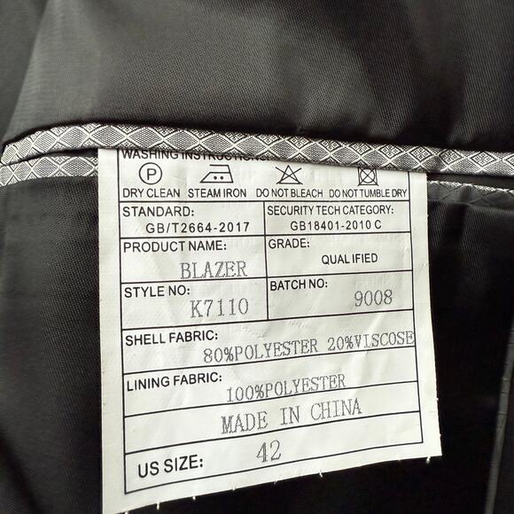 Men’s Mogu Black Double Breasted Suit Jacket Blazer Notched Lapel Size 42 NWT - Picture 4 of 14